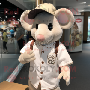 Cream Mouse mascot costume character dressed with a Polo Tee and Headbands