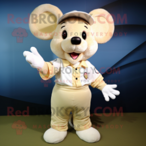 Cream Mouse mascot costume character dressed with a Polo Tee and Headbands