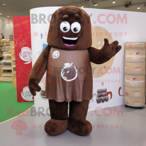 Brown Soda Can mascot costume character dressed with a Trousers and Tote bags