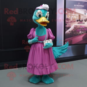 Teal Pink mascotte kostuum...