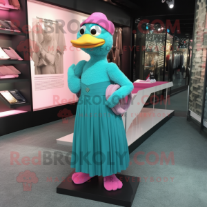 Blågrøn pink maskot kostume...