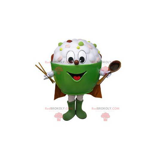 Bowl mascot filled with asian food - Redbrokoly.com