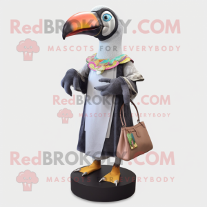 Silver Toucan maskot kostym...