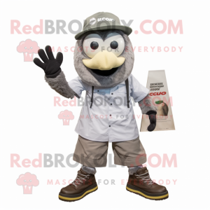 Gray Horseshoe mascot costume character dressed with a Cargo Shorts and Shoe clips