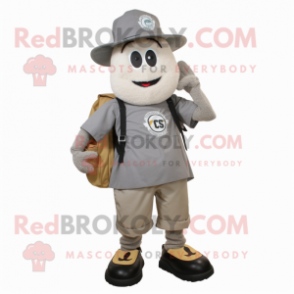 Gray Horseshoe mascot costume character dressed with a Cargo Shorts and Shoe clips
