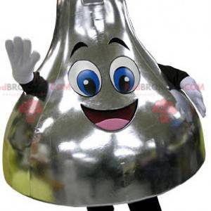 Mascotte en forme de cloche dorée très souriante -