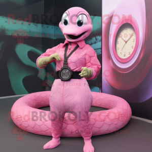 Rosa Anaconda maskot kostym...