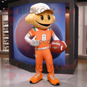 Peach American Football Helmet mascot costume character dressed with a Joggers and Wallets