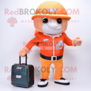 Peach American Football Helmet mascot costume character dressed with a Joggers and Wallets