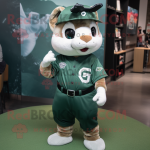 Forest Green Flying Squirrel mascot costume character dressed with a Baseball Tee and Digital watches