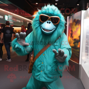 Teal orang-oetan mascotte...