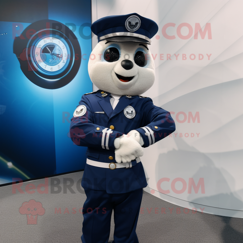 Navy Wrist Watch mascot costume character dressed with a Suit Jacket and Belts