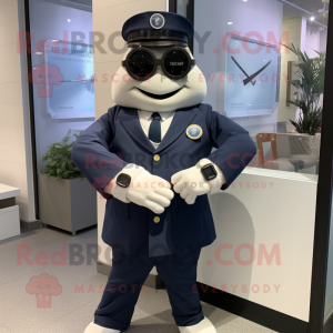 Navy Wrist Watch mascot costume character dressed with a Suit Jacket and Belts