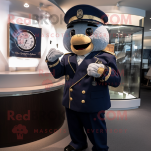 Navy Wrist Watch mascot costume character dressed with a Suit Jacket and Belts