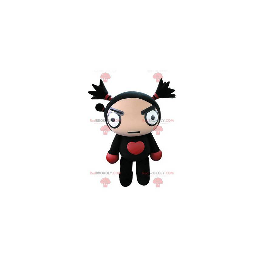 Mascota muñeca negra y roja mirando feroz - Redbrokoly.com