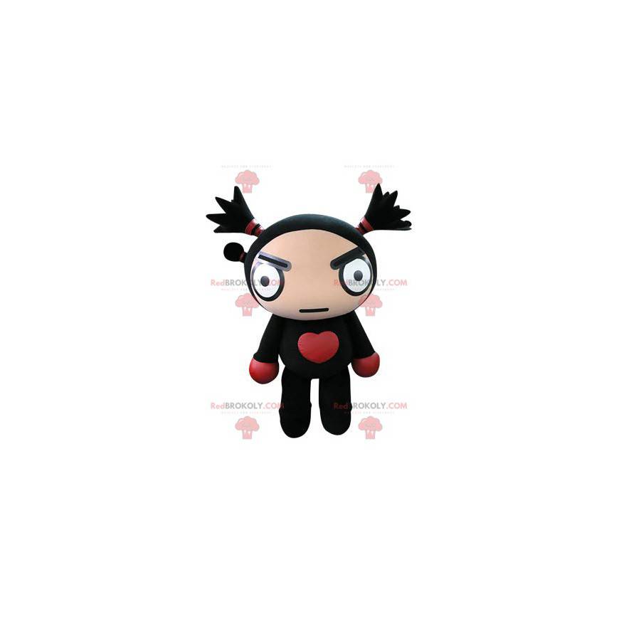 Schwarzes und rotes Puppenmaskottchen, das heftig aussieht - Schwarzes und rotes Puppenmaskottchen, das heftig aussieht -
