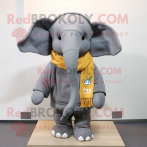 nan Elephant mascot costume character dressed with a Sweater and Scarf clips