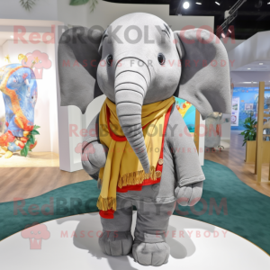 nan Elephant mascot costume character dressed with a Sweater and Scarf clips