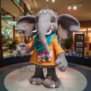 nan Elephant mascot costume character dressed with a Sweater and Scarf clips