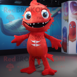 Rød Barracuda maskot drakt...