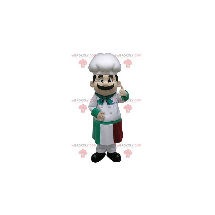 Mascote do chef principal com avental e chapéu de chef -