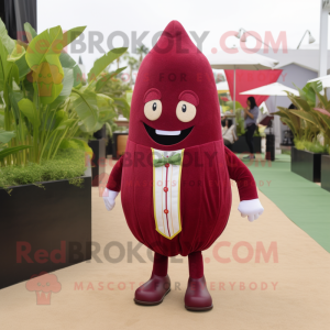 Maroon Beet mascot costume character dressed with a Playsuit and Tie pins