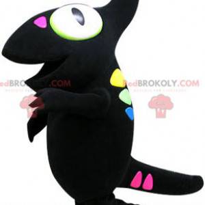 Černý chameleon maskot s barevnými skvrnami - Redbrokoly.com