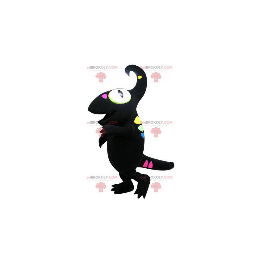 Mascotte camaleonte nero con macchie colorate - Redbrokoly.com