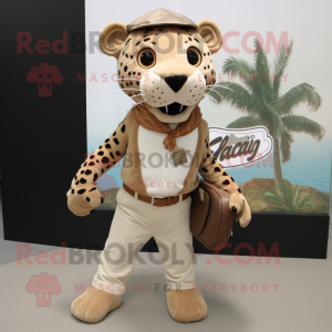 Tan Jaguar mascot costume character dressed with a Capri Pants and Pocket squares