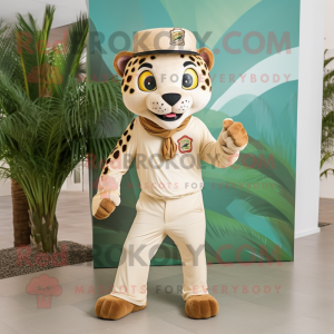 Tan Jaguar mascot costume character dressed with a Capri Pants and Pocket squares