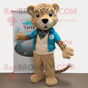 Tan Jaguar mascot costume character dressed with a Capri Pants and Pocket squares