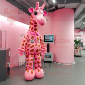 Pink Giraffe maskot kostume...