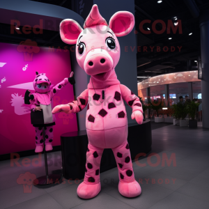 Pink Giraffe maskot kostume...