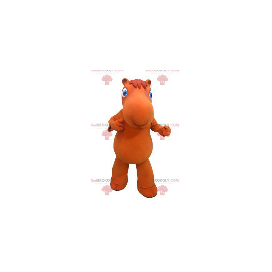 Orange kamelmaskot med blå øjne - Redbrokoly.com