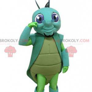 Groen en blauw insect sprinkhaan mascotte - Redbrokoly.com