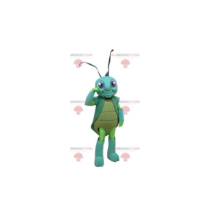 Mascotte de criquet d'insecte vert et bleu - Redbrokoly.com