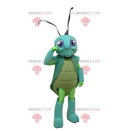 Mascotte de criquet d'insecte vert et bleu - Redbrokoly.com