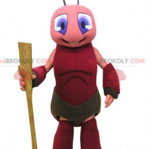 Mascotte de fourmi de criquet rose et rouge - Redbrokoly.com