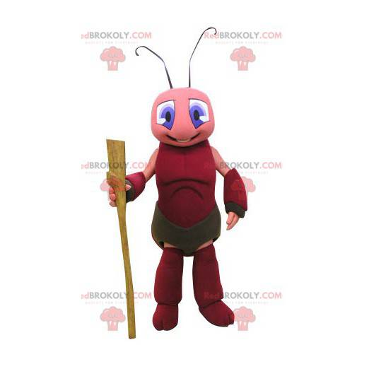 Mascote da formiga-alfarroba rosa e vermelha - Redbrokoly.com