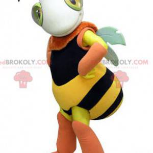 Mascotte d'abeille jaune noire et rose. Mascotte d'insecte -