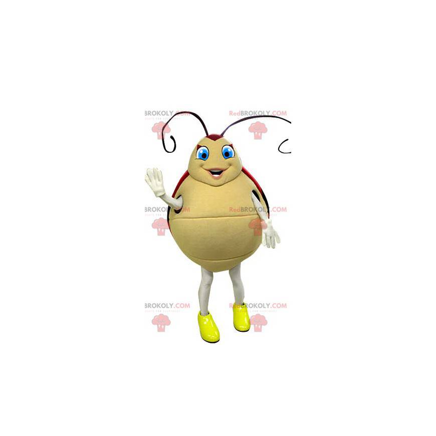 Red and beige ladybug mascot with blue eyes - Redbrokoly.com