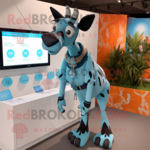 Sky Blue Okapi mascot costume character dressed with a Romper and Earrings