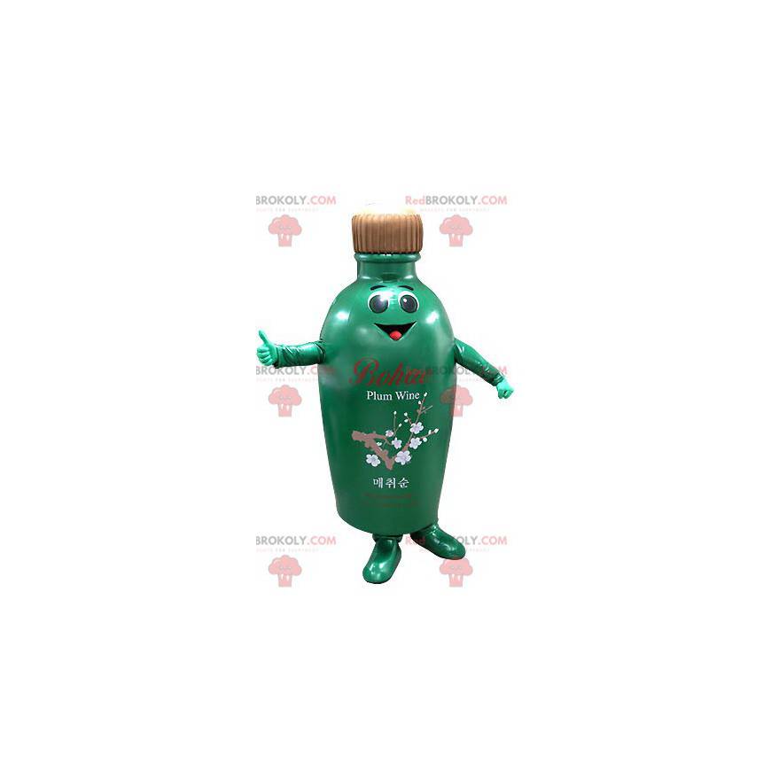 Mascotte groene en bruine fles glimlachen - Redbrokoly.com