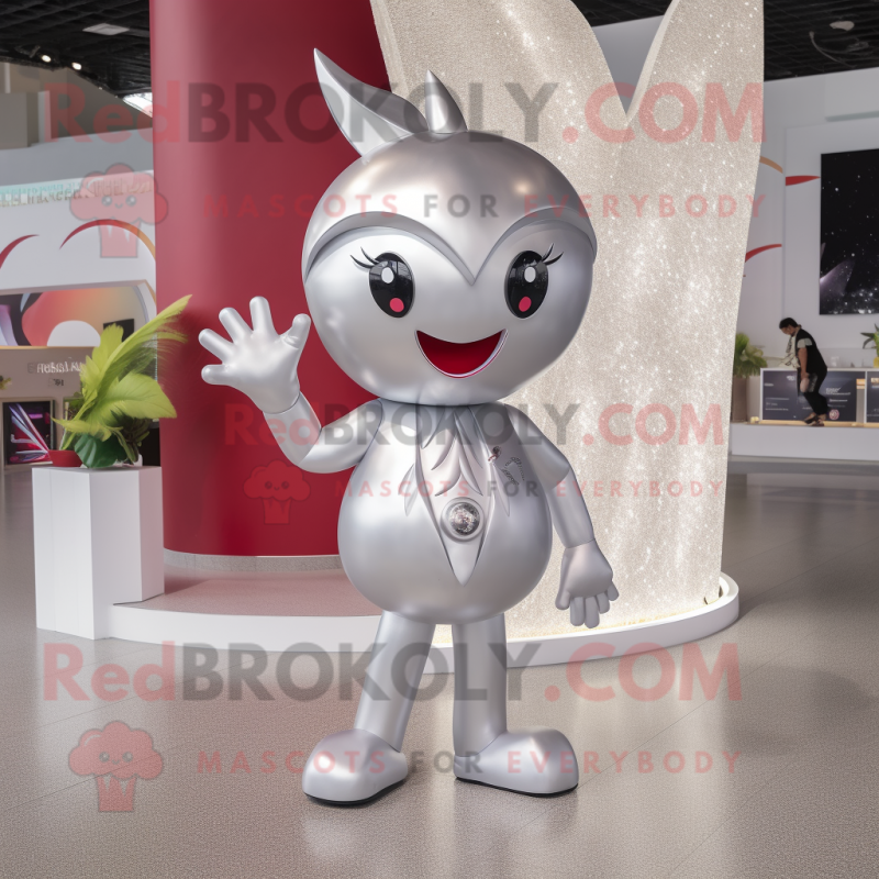 Silver Cherry mascot costume character dressed with a Bikini and Headbands Silver Cherry mascot costume character dressed with a Bikini and Headbands