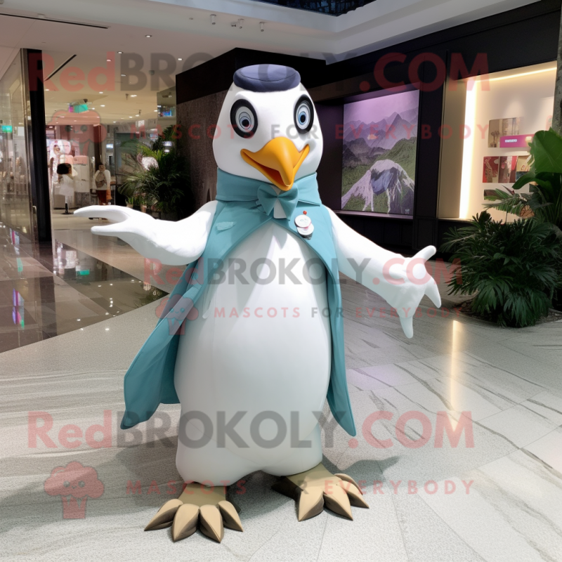 White Penguin mascot costume character dressed with a A-Line Dress and Pocket squares