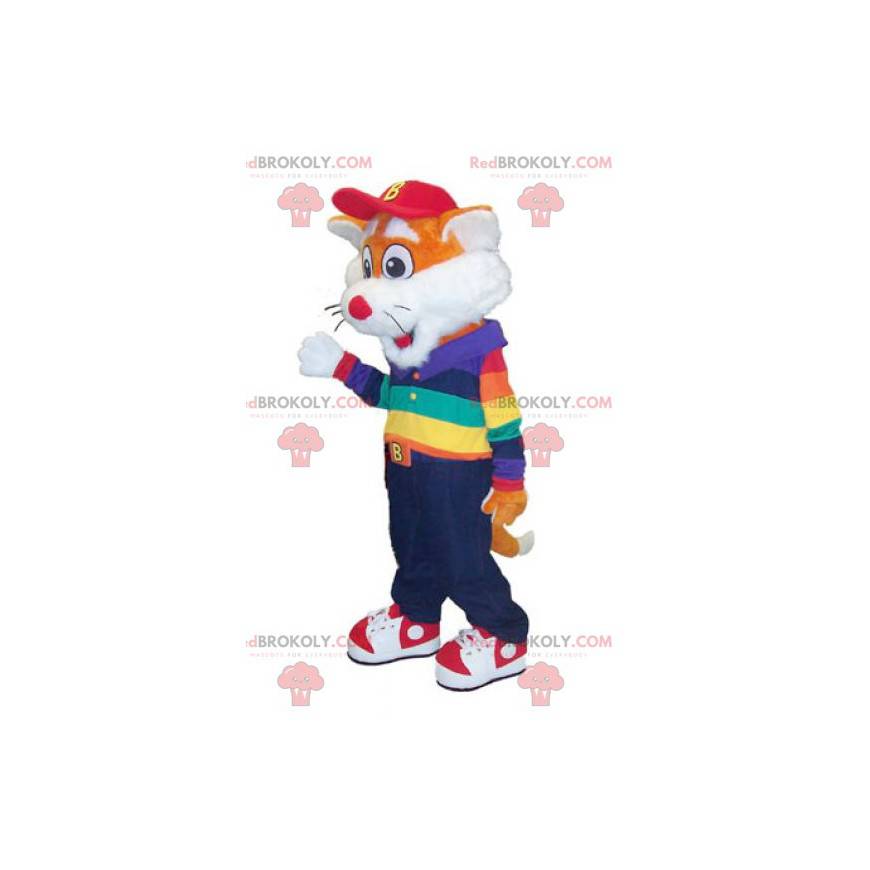 Mascot little orange and white fox in colorful outfit - Mascot little orange and white fox in colorful outfit -