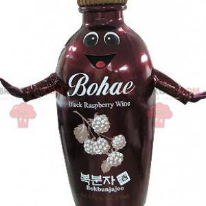 Mascotte de bouteille rouge et marron souriante - Redbrokoly.com