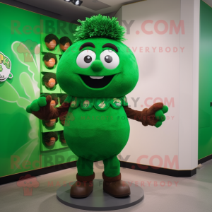 Forest Green Meatballs mascot costume character dressed with a Vest and Watches
