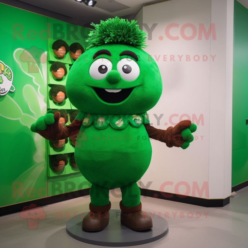 Forest Green Meatballs mascot costume character dressed with a Vest and Watches Forest Green Meatballs mascot costume character dressed with a Vest and Watches