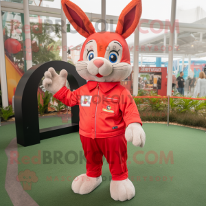 Red Rabbit maskot kostume...